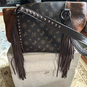 Western Fringe Brown Leather Bag
